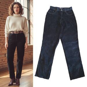 Bill Blass VTG 80s 90s Black Stretch High Rise Straight Corduroy Pants Small| 6